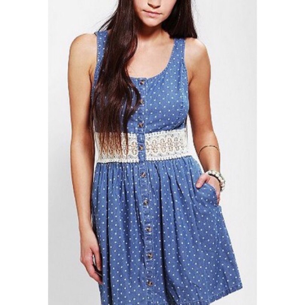 Anthropologie Pins and Needles Blue Chambray Dress